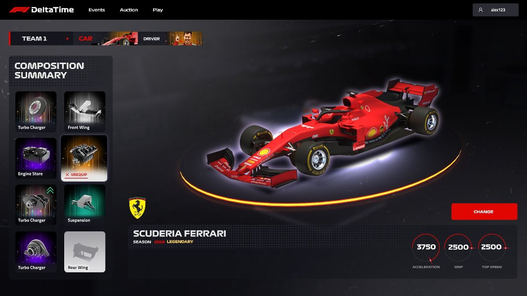 Scudera Ferrari racing car on F1 DeltaTime